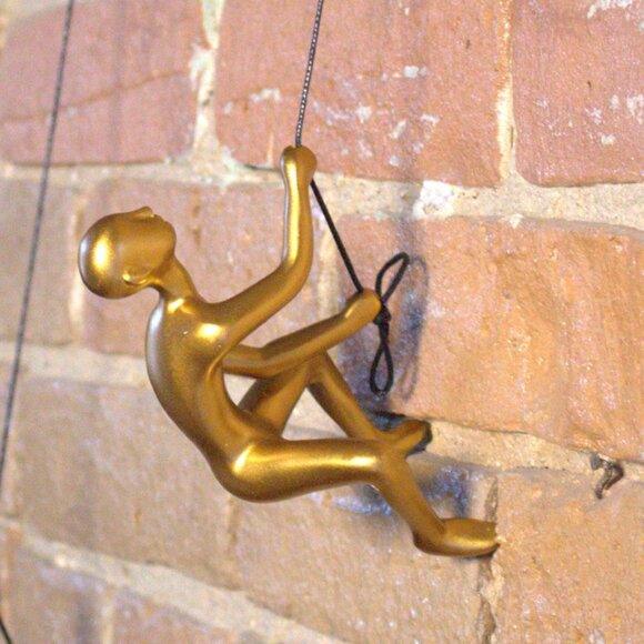 Climbing Man Home Decor Classic Wall-Art Sculpture | 1-Piece | Gold - Picture 3 of 5